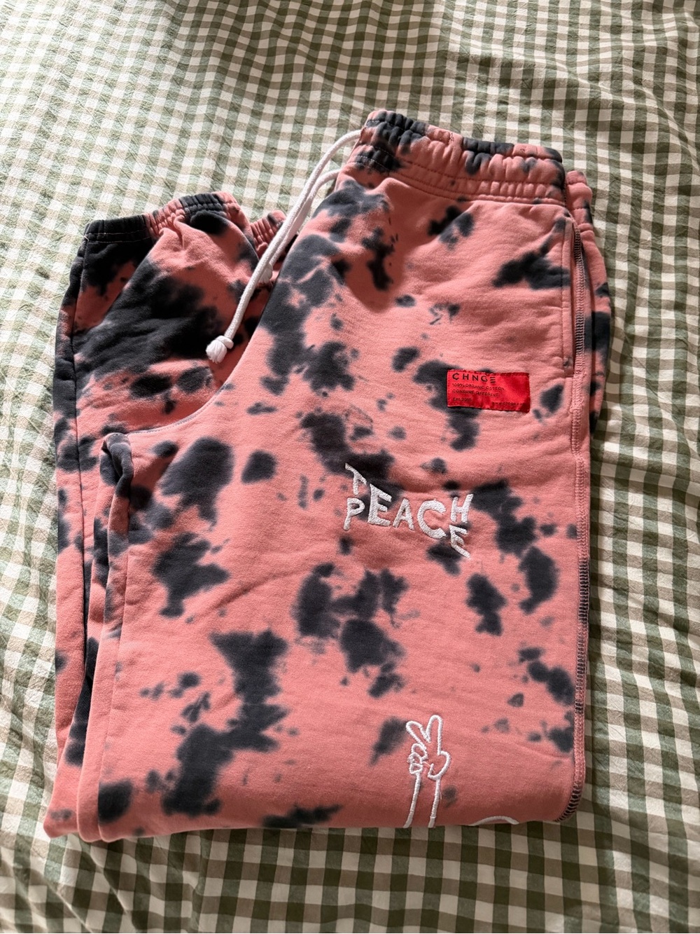 CHNGE Teach Peace Pink & Black Tie-Dye Jogger Sweatpants